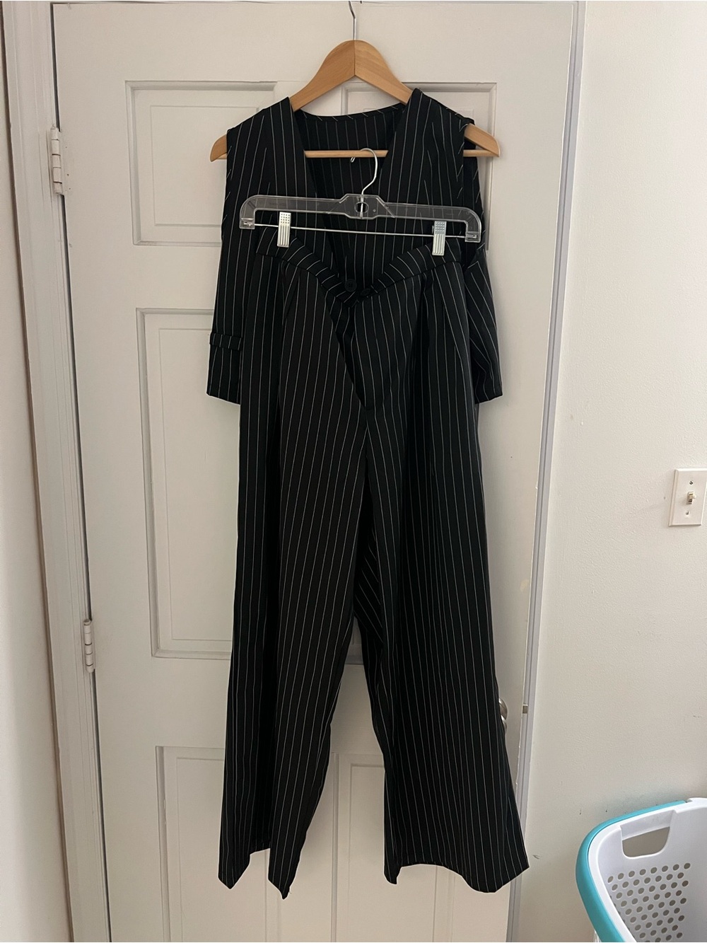 Black Pinstripe Wide-Leg 2 pc set